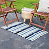 3.5' x 2.25' Blue  Cream and Black Striped Handloom Woven Outdoor Accent Throw Rug Image 2