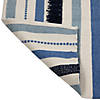 3.5' x 2.25' Blue  Cream and Black Striped Handloom Woven Outdoor Accent Throw Rug Image 4