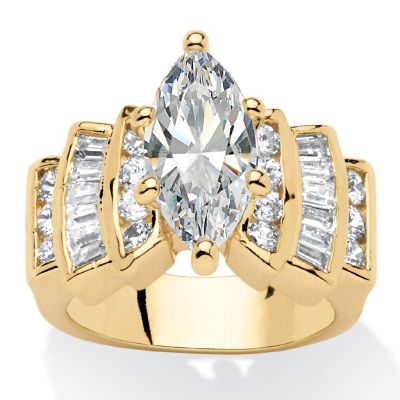 3.63 TCW Cubic Zirconia Gold-Plated Ring Size 10 Image 1