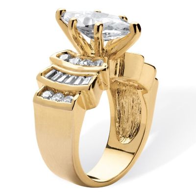 3.63 TCW Cubic Zirconia Gold-Plated Ring Size 6 Image 1