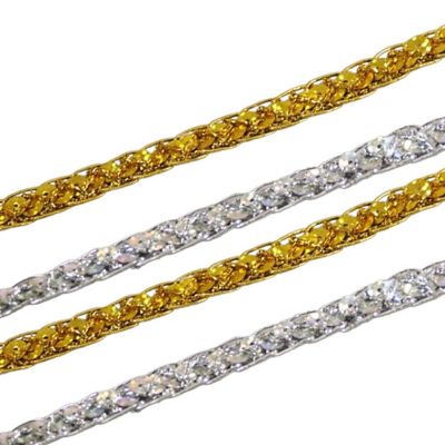 3/8" x 75 Yard Sequin Metallic Trim Silver Image 1