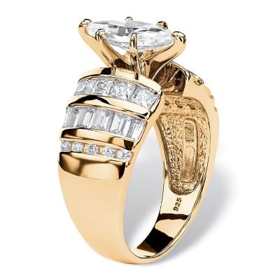 3.87 TCW CZ 14k Gold/Silver Ring Size 10 Image 1