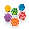 3" Brightly Colored Paw Print-Shaped Foam Stress Toys - 6 Pc. Image 1