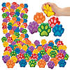 3" Bulk 300 Pc. Brightly Colored Paw Print-Shaped Foam Stress Toys Image 1