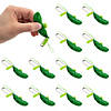 3&quot; Happy Popping Pea Pod Green Plastic Fidget Toy Keychains - 12 Pc. Image 1