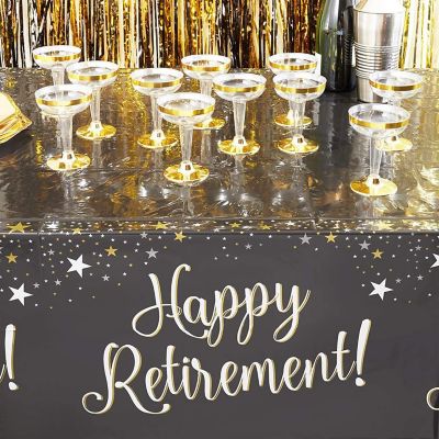 3 Pack Disposable Rectangle Plastic Tablecloths, Happy Retirement Party Table Covers 54" x 108" Image 2