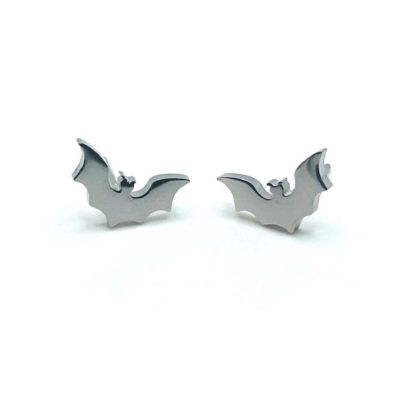3 Pack Silver Bat Halloween Earrings Image 1