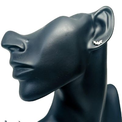3 Pack Silver Bat Halloween Earrings Image 1