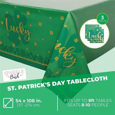 3 Pack St. Patrick's Day Shamrock Tablecloth (54 x 108 in) Image 1