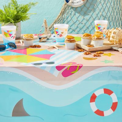 3 Pack Summer Beach Scene Disposable Plastic Rectangle Party Table Cloth Cover Image 1
