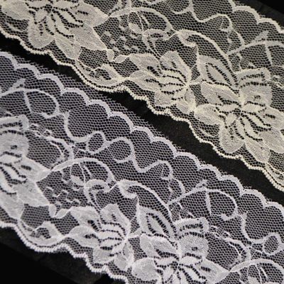 3" x 150 Yards Single White Flat Lace Trim Roll Image 2