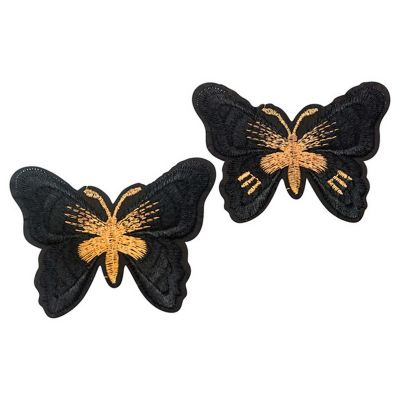 3" x 2 1/4" Black Gold Butterfly Patch 72 Pack Image 1