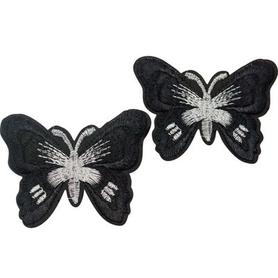 3" x 2 1/4" Black Silver Butterfly Patch 72 Pack Image 1