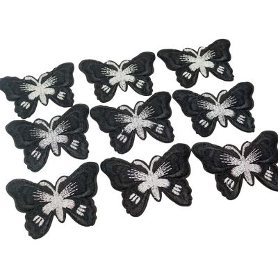 3" x 2 1/4" Black Silver Butterfly Patch 72 Pack Image 1