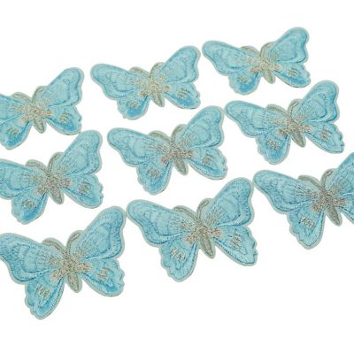 3" x 2 1/4" Blue Silver Butterfly Patch 72 Pack Image 1