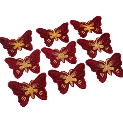 3" x 2 1/4" Burgundy Gold Butterfly Patch 72 Pack Image 1