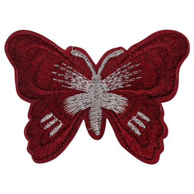 3" x 2 1/4" Burgundy Silver Butterfly Patch 72 Pack Image 2