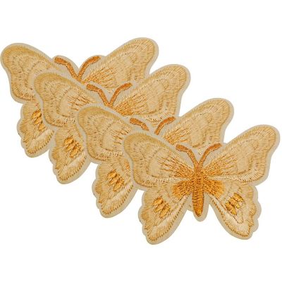 3" x 2 1/4" Champagne Gold Butterfly Patch 72 Pack Image 1