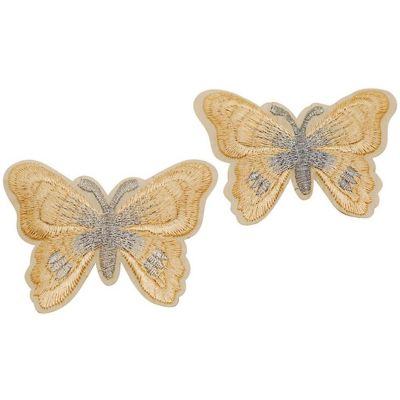 3" x 2 1/4" Champagne Silver Butterfly Patch 72 Pack Image 1