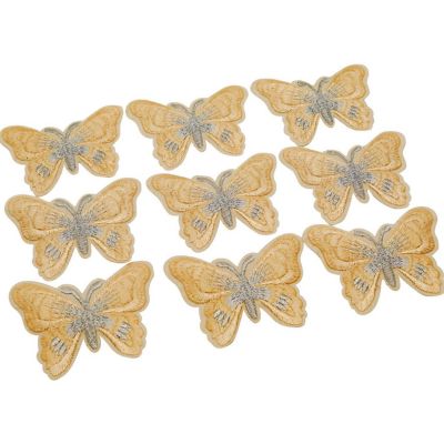 3" x 2 1/4" Champagne Silver Butterfly Patch 72 Pack Image 1