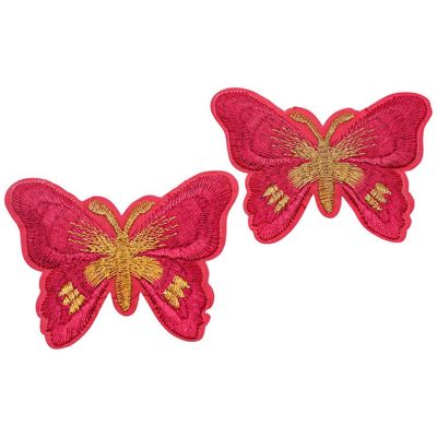 3" x 2 1/4" Fuchsia Gold Butterfly Patch 72 Pack Image 1