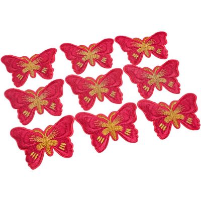 3" x 2 1/4" Fuchsia Gold Butterfly Patch 72 Pack Image 1