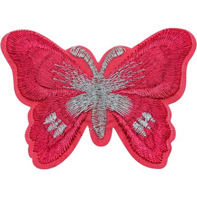 3" x 2 1/4" Fuchsia Silver Butterfly Patch 72 Pack Image 2