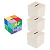 3" x 3" DIY Craft Unfinished Wood Block Banks - 3 Pc. Image 1