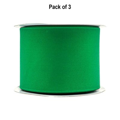 3" x 50 Yards Emerald Polyester Grosgrain Ribbon 3 Pack Image 1