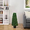 30" Artificial Boxwood Cone Topiary Tree with Round Pot  Unlit Image 1