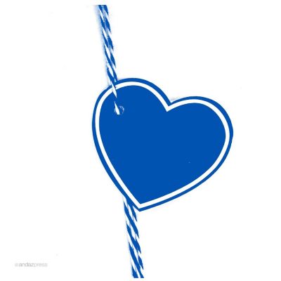 30 Heart Gift Tag Solid Blank Royal Blue Image 1