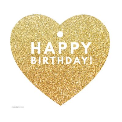 30 Heart Modern Happy Birthday! Gld Gltt Image 1