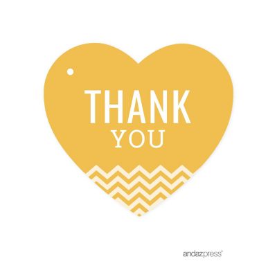 30 Heart Tag Chevron Thank You Deep/Yllw Image 1