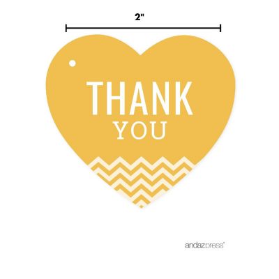 30 Heart Tag Chevron Thank You Deep/Yllw Image 2