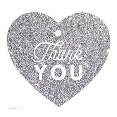 30 Heart Tag Chic Thank You Slvr Glitter Image 1