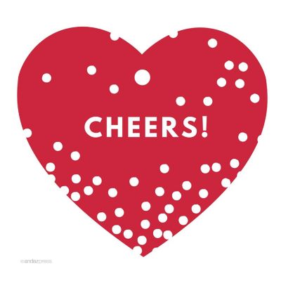 30 Heart Tag Modern Cheers! Red Image 1