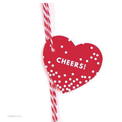 30 Heart Tag Modern Cheers! Red Image 1
