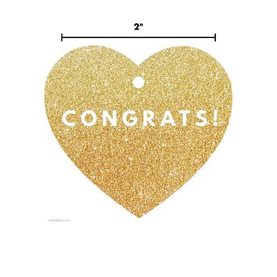 30 Heart Tag Modern Congrats! Gld Glittr Image 2