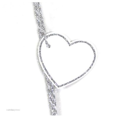 30 Heart Tag Solid Blank Silver Glitter Image 1