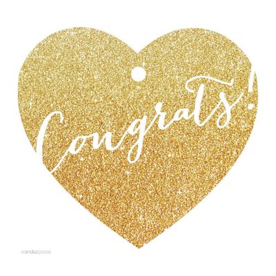30 Heart Tag Whimsical Congrats! Glitter Image 1