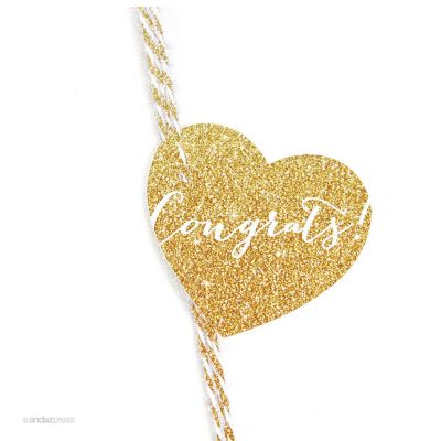 30 Heart Tag Whimsical Congrats! Glitter Image 1