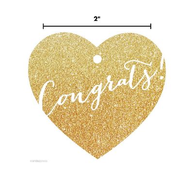 30 Heart Tag Whimsical Congrats! Glitter Image 2