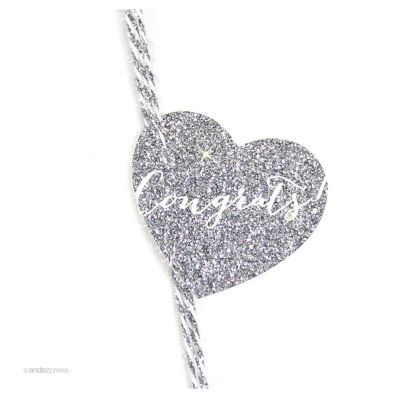 30 Heart Tag Whimsical Congrats! Silver Image 1