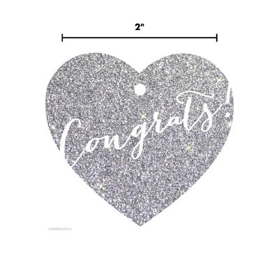 30 Heart Tag Whimsical Congrats! Silver Image 2