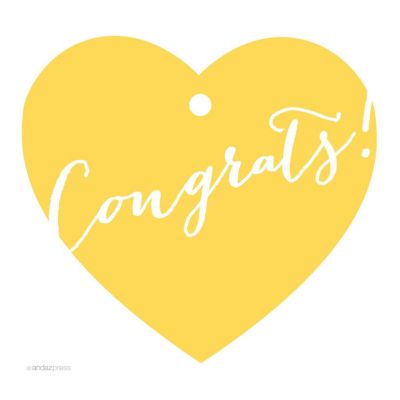30 Heart Tag Whimsical Congrats! Yellow Image 1