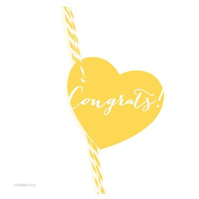 30 Heart Tag Whimsical Congrats! Yellow Image 1