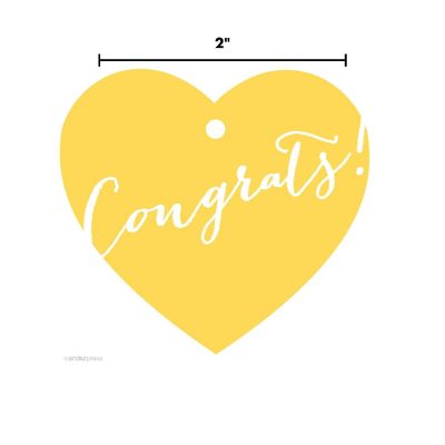 30 Heart Tag Whimsical Congrats! Yellow Image 2
