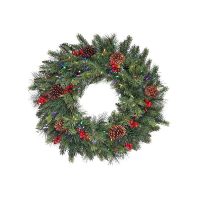 30" LED Forrest Berry Fir Wreath Image 1