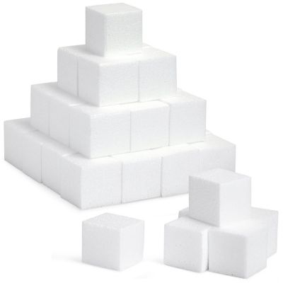 30 Pack Foam Craft Blocks for Modeling, 3 Inch Mini Square Cubes for Sculpting, School Projects Image 1