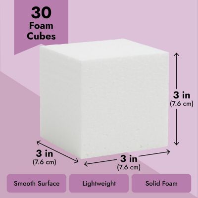 30 Pack Foam Craft Blocks for Modeling, 3 Inch Mini Square Cubes for Sculpting, School Projects Image 3